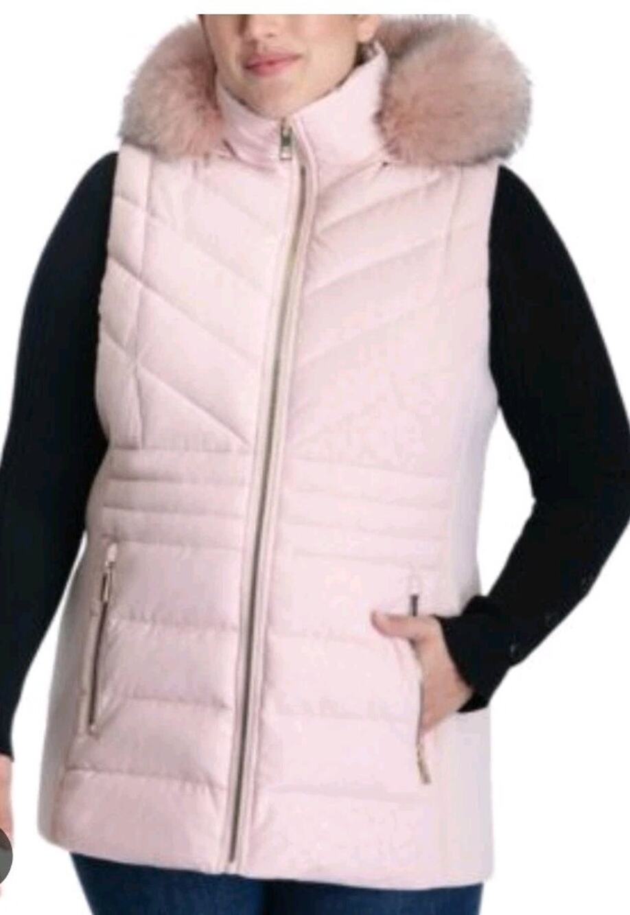 MICHAEL Michael Kors Plus Size X Cheetah Print Faux-Fur-Trim Hooded Vest in pink